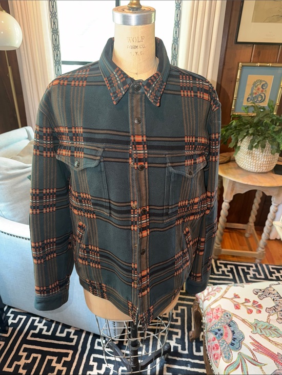 Filson Other - Filson Dark Green Plaid Shirt Jacket with Orange Trim